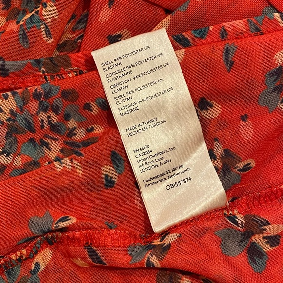 Free People Brielle Red Bloom Combo Ruched Long Slit Dress NWT NEW XL - Picture 5 of 7